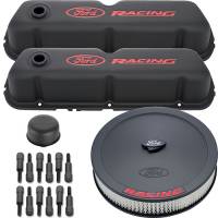 Ford Racing Engine Dress Up Kit - Ford Racing Logo - Black Crinkle - Small Block Ford