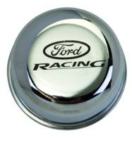 Ford Racing Push-In Round Breather - 1.22 in Hole - Ford Racing Logo - Chrome