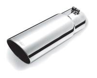 Gibson Black Series Diesel Exhaust Tips - Clamp-On - 3 in Inlet - 4 in Round Outlet - 7.5 in Long - Angled Cut - Stainless