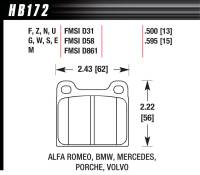Hawk Blue 9012 Compound Intermediate Torque Brake Pads - Low Temperature - Front/Rear - Alfa Romeo/Porsche/Saab/Volvo 1964-2000 (Set of 4)