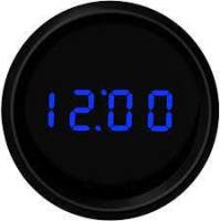 Intellitronix Clock - 2-1/16 in Diameter - Digital Display - 12-Hour Format - LED Indicator Lights - Blue LED - Black Face