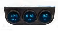 Intellitronix Digital Gauge Panel Assembly - 2-1/16 in Diameter Gauges - Voltmeter/Water Temperature/Oil Pressure - Black Face - Blue LED