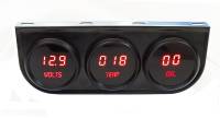 Intellitronix Digital Gauge Panel Assembly - 2-1/16 in Diameter Gauges - Voltmeter/Water Temperature/Oil Pressure - Black Face - Red LED