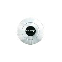 Lecarra Polished Aluminum Black/White Lecarra Logo Horn Button - Lecarra Vette 6-Bolt Steering Wheels
