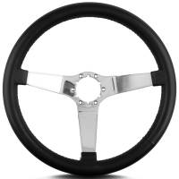 Lecarra Vette 3 Steering Wheel - 14 in Diameter - 1-1/2 in Dish - 3-Spoke - Black Leather Grip - Stainless - Polished