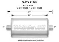Magnaflow Muffler - 3 in Center Inlet - 3 in Center Outlet - 18 x 9 x 4 in Oval Body - 24 in Long - Stainless - Satin
