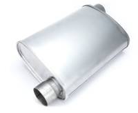 Magnaflow Rumble Muffler - 2-1/2 in Offset Inlet - 2-1/2 in Offset Outlet - 14 in Oval Body - 18-1/2 in Overall Length - Aluminized
