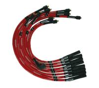 Moroso Ultra Spiral Core Spark Plug Wire Set - 8 mm - Sleeved - Red - Straight Plug Boots - Socket Style - Small Block Mopar