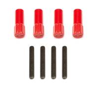Proform Valve Cover Mini Nut - 1/4-20 in Thread - 3-1/4 in Long - Bowtie Logo - Red (Set of 4)