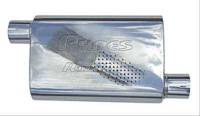 Pypes Race Pro Muffler - 3 in Offset Inlet - 3 in Offset Outlet - 9-1/2 x 4-1/2 in Oval Body - 14 in Long - Stainless