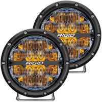 Rigid Industries 360 Series LED Driving Light Assembly - 12 LEDs - Amber - 6 in Diameter - Surface Mount - Black (Pair)