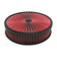 Racing Power Muscle Air Cleaner Assembly - 14 in Round - 3 in Tall - 5-1/8 in Carb Flange - Drop Base - Red Filter - Black