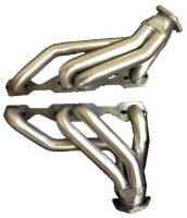 Sanderson Shorty Headers - 1-5/8 in Primary - 2-1/2 in Collector - Silver Ceramic - Small Block Chevy - GM A-Body 1964-81 (Pair)
