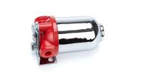 Specialty Products Canister Fuel Filter - 10 Micron - 3/8 in NPT Female Inlet - 3/8 in NPT Female Outlet - Bracket - Red/Chrome