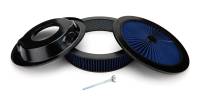 Specialty Products Air Cleaner Assembly - 14 in Round - 3 in Element - 5-1/8 in Carb Flange - Drop Base - Flow Through Top - Blue Cotton - Black