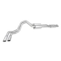 Stainless Works Legend Cat-Back Exhaust System - 2-1/2 in Diameter - Dual Passenger Side Exit - Dual 4 in Polished Tips - Ford Fullsize Truck 2020-21