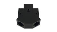 Vibrant Performance Y Block - 8 AN Female Inlet - Dual 8 AN Female Outlets - 1/8 in NPT Female Port - Black