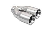 Vibrant Performance Weld-On Exhaust Tip - 2-1/2 in Inlet - 3-1/2 in Dual Outlet - 10 in Long - Double Wall - Beveled Edge - Stainless - Polished