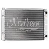 Northern Race Pro Double Pass Radiator - 19" x 28" x 3-1/8" - GM LS-Series w/ Threaded Connections Inlet