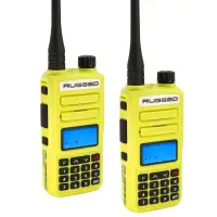 Rugged GMR2 PLUS GMRS and FRS Two Way Handheld Radio - High Visibility Safety Yellow - 2 Pack