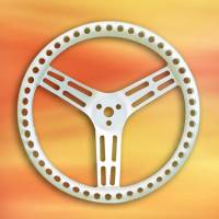 Longacre Racing Products - Longacre 14" Natural Aluminum Non-Coated Steering Wheel - Dished - Drilled