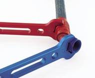 NOTE: Red hose wrenches fit the hose side of the hose end. Blue wrenches fit the -AN fitting side of the hose end.