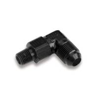 NPT to AN Fittings and Adapters - 90° Male NPT Swivel to Male AN Flare Adapters - Earl's - Earl's Ano Tuff 90 Male AN to NPT Male Swivel Adapter -6 AN Male to 1/4" NPT