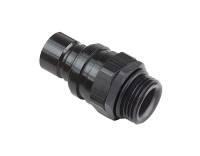 Jiffy-tite 3000 Series Quick-Connect -6 AN Straight Male O-Ring Boss Plug Fitting - Valved Fluorocarbon Seal - Stealth Black Finish