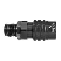 Jiffy-tite 5000 Series Quick-Connect Male 1/2" NPT -8 AN Socket Fitting - Valved - Fluorocarbon Seal - Stealth Black Finish