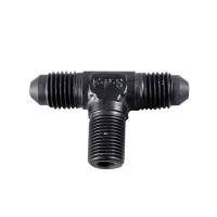 NPT to AN Fittings and Adapters - Male NPT on Side to Male AN Flare Tee Adapters - Fragola Performance Systems - Fragola -3 AN x 1/8 NPT Tee Adapter - Black